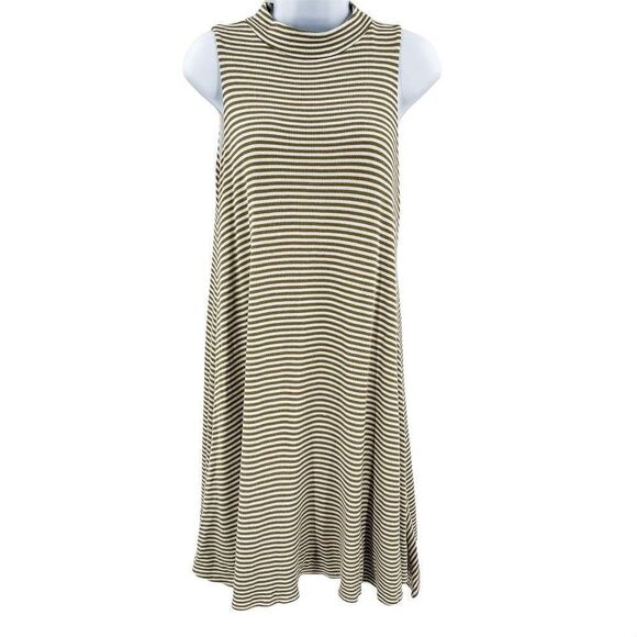 Altar'd State Mock Neck Striped Sleeveless Open Back Swing Tunic Dress - Picture 1 of 8